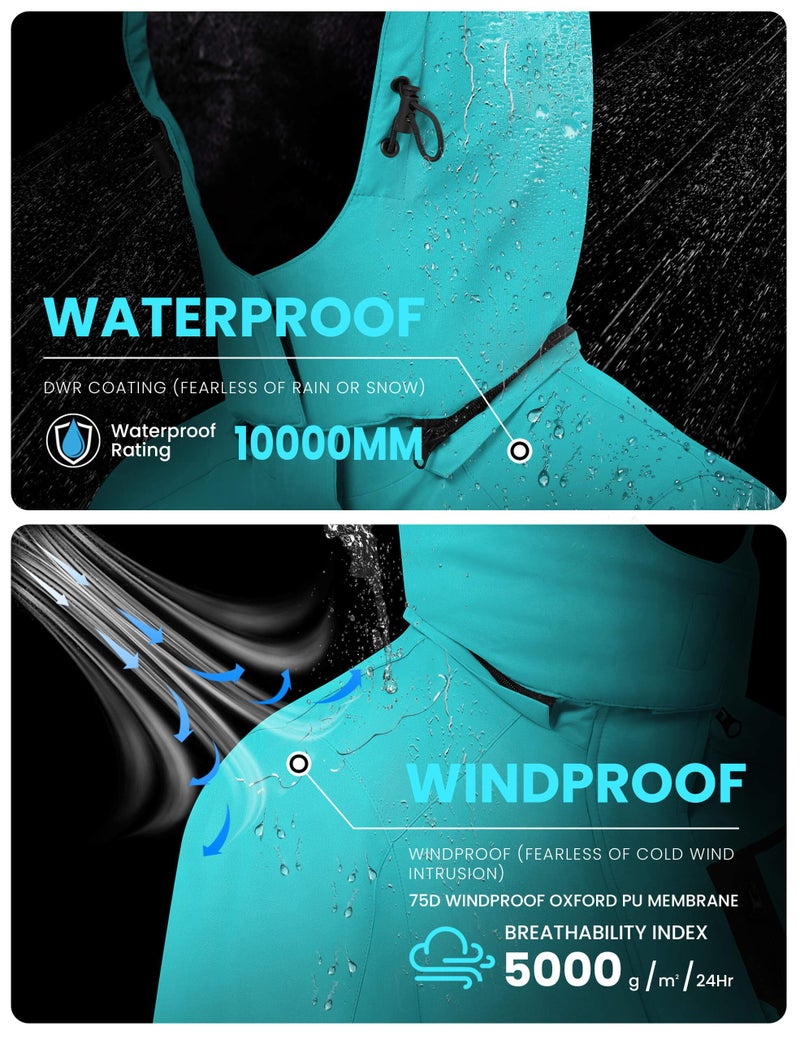 WULFUL Women's Waterproof Ski Jacket Warm Winter Coats Windproof Winter Jackets for Women Fleece Lined Windbreaker with Hood - Image 3